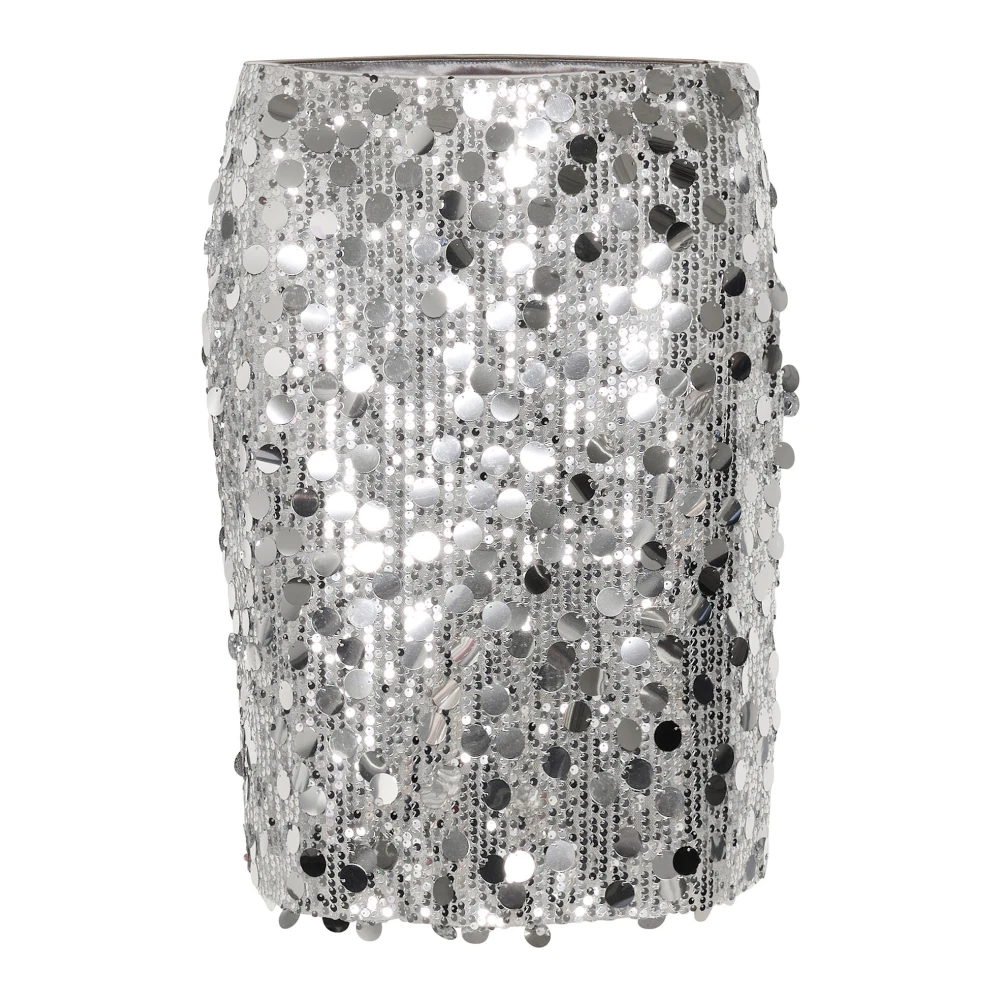 Cream Sprankelende Zilveren Pailletten Rok Gray Dames