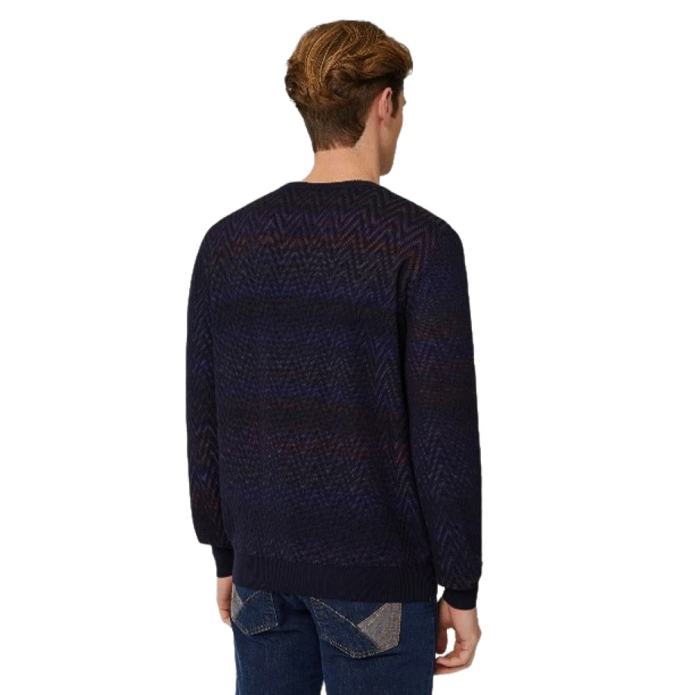Harmont & Blaine Elegante Wol Zig-Zag Trui Blue Heren