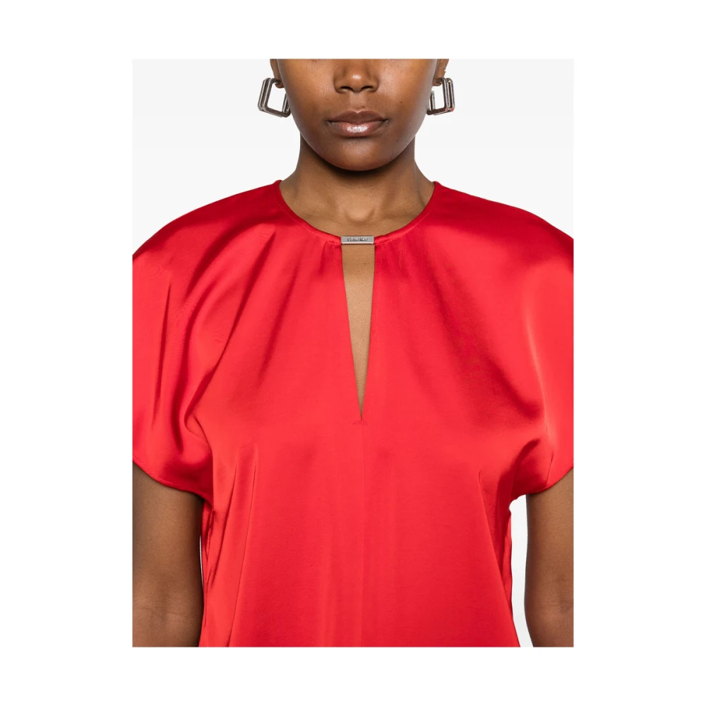 Calvin Klein Rode Shirt met Sleutelgat Hals Red Dames