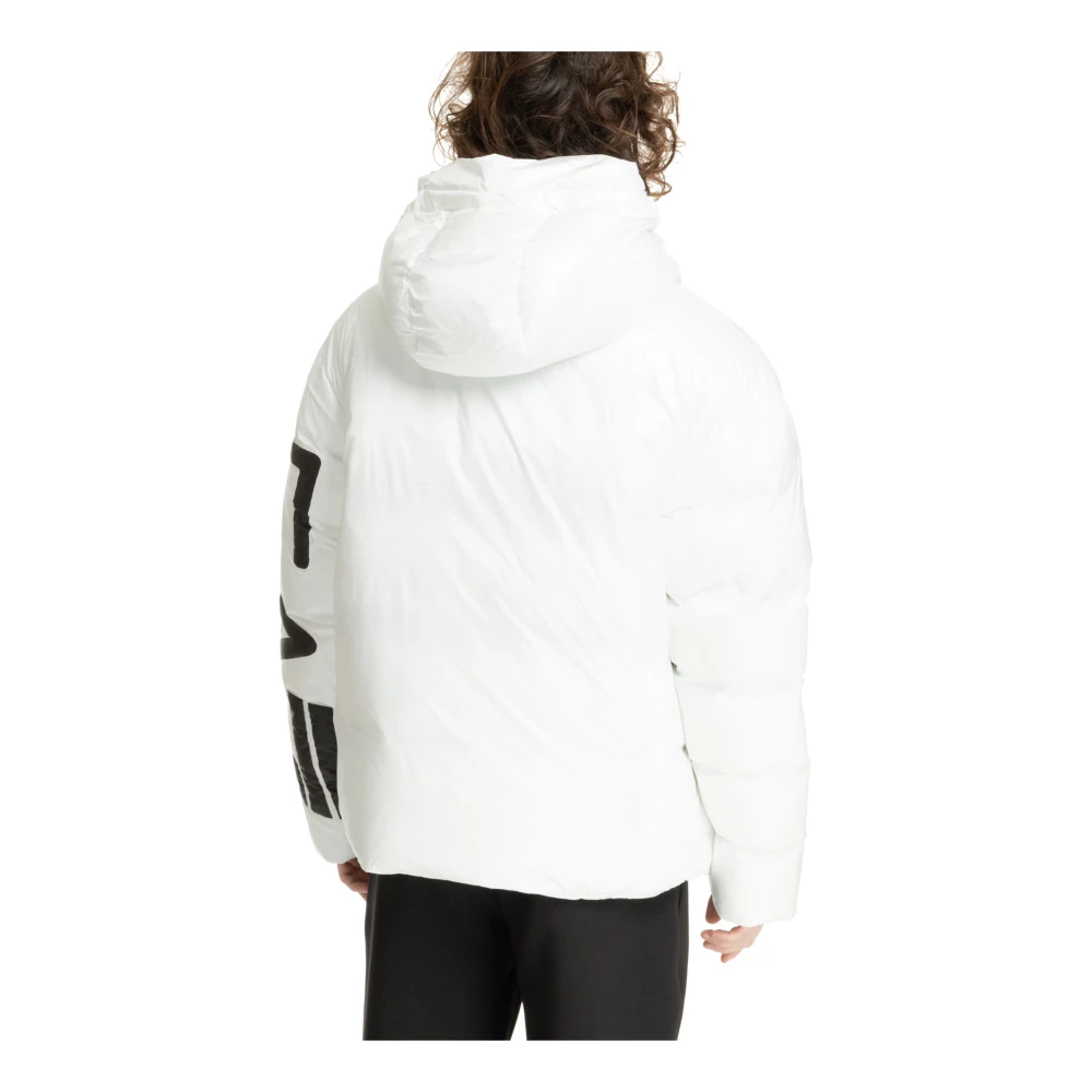 Emporio Armani EA7 Gewatteerde jas met capuchon en rits White Heren