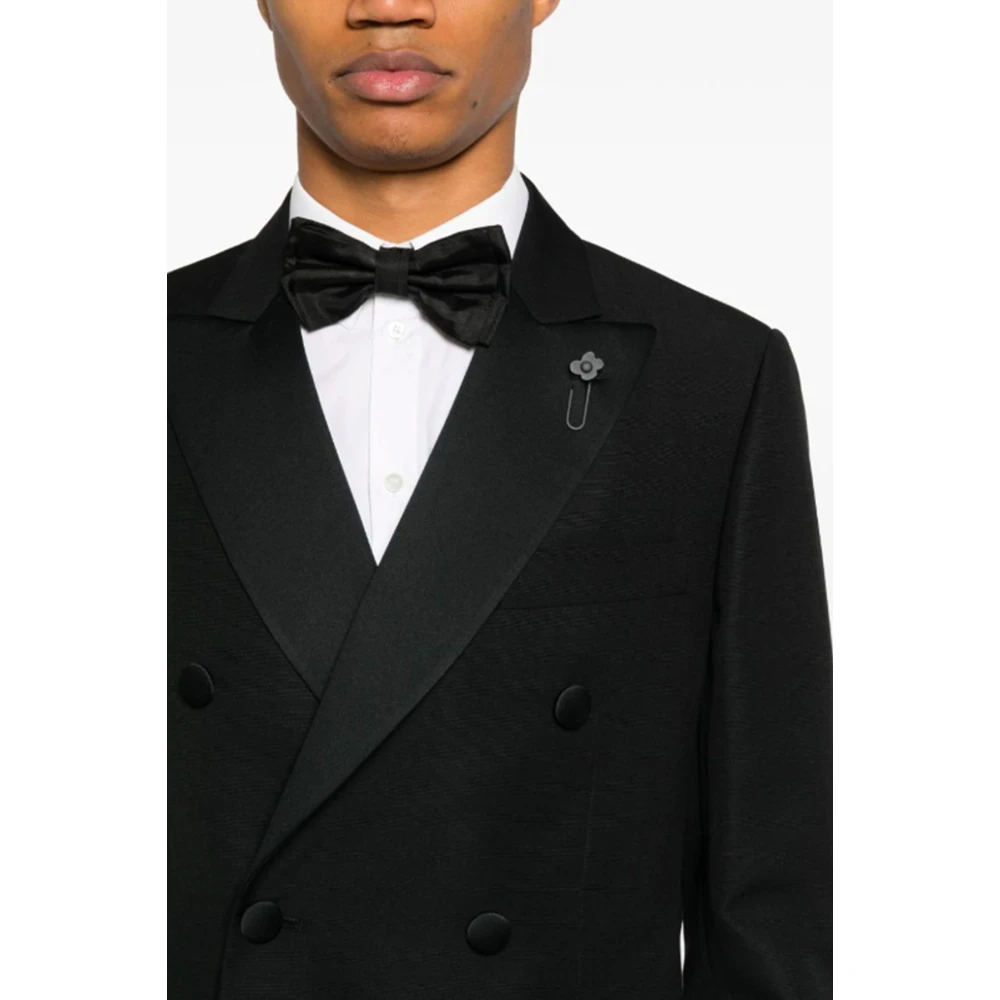 Lardini Zwarte double-breasted jurk met logospeld Black Heren