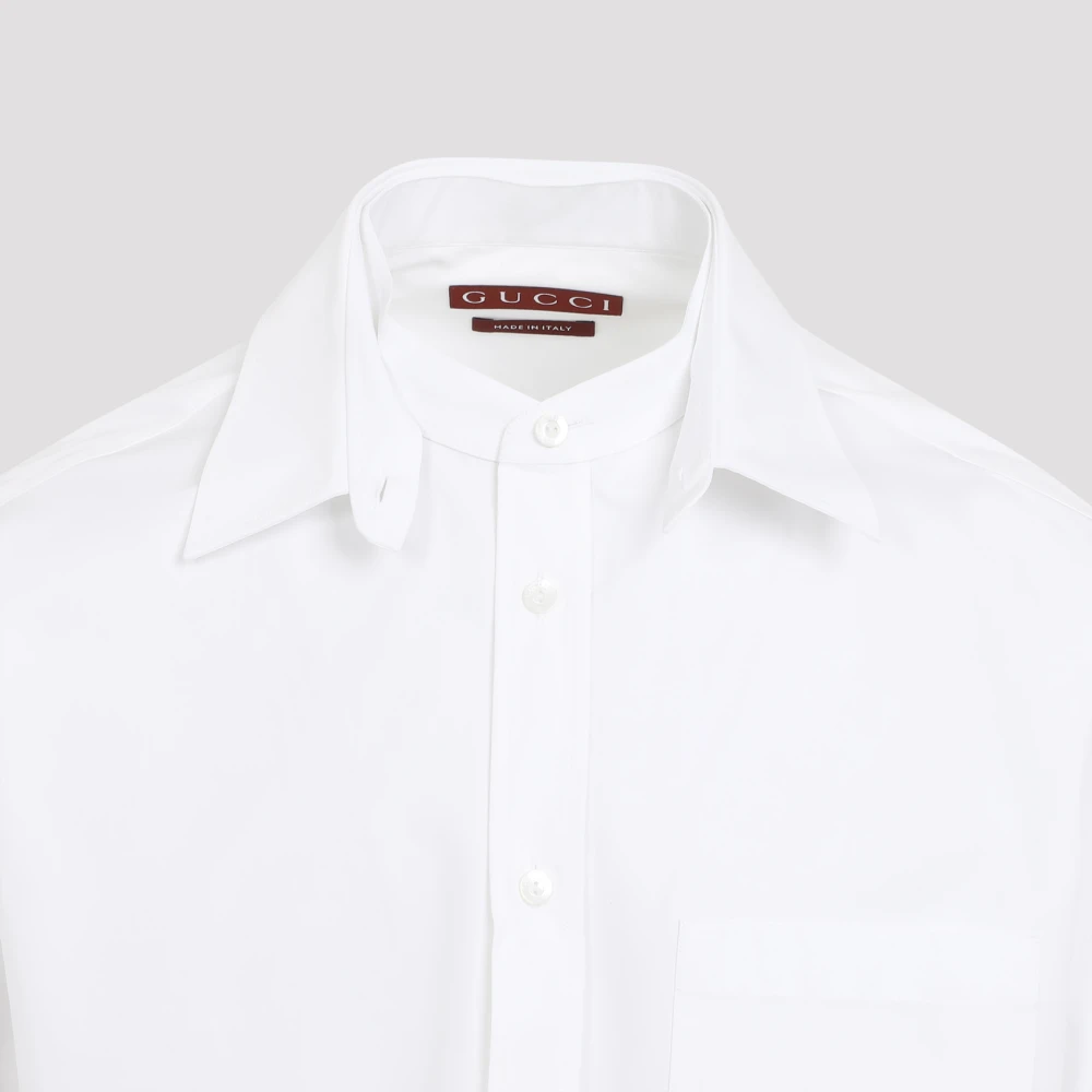 Gucci Witte Dubbele Kraag Katoenen Overhemd White Heren