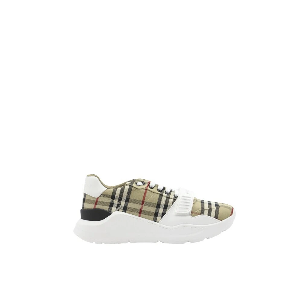 Burberry Check suède en leren sneakers Heren Schoenen Beige