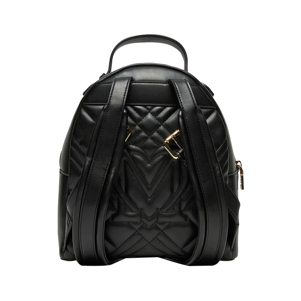 Moschino Zwarte Elegante Veelzijdige Rugzak met Gouden Details Black Dames