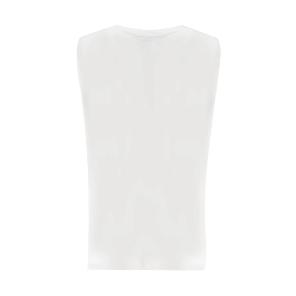 Panicale Geborduurde V-Hals Viscose Top White Dames