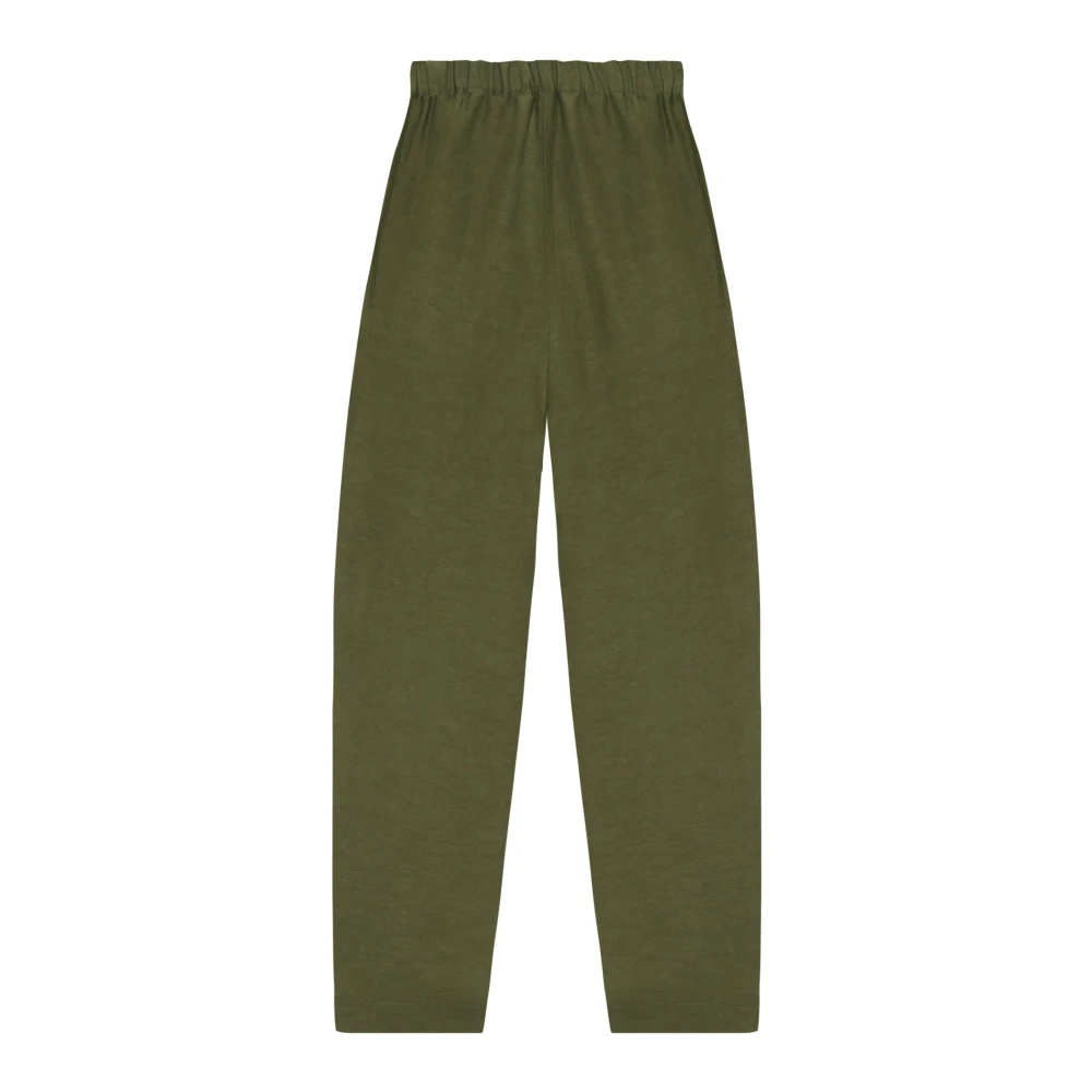 Cortana Ama linnen en zijden groene broek Green Dames