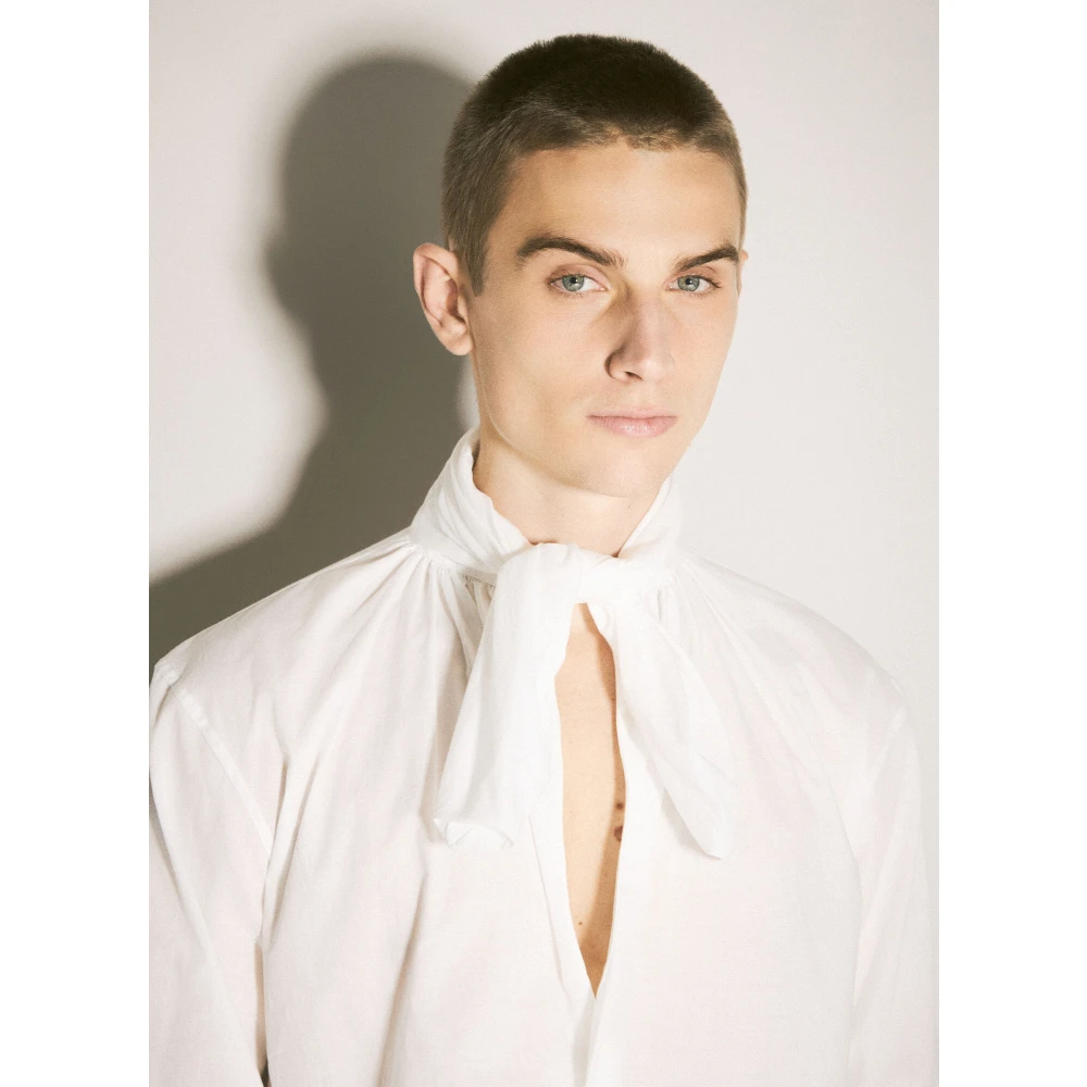 Vivienne Westwood Katoenen Shirt met Zelfstrik Strik Kraag White Heren