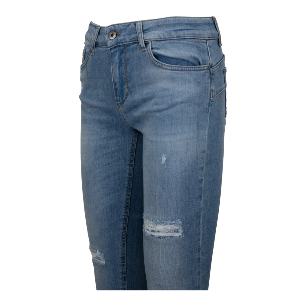 Liu Jo Dames Jeans met Rits en Knoop Blue Dames