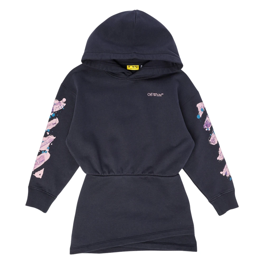 Off White Girls Blue Dresses, 10 Y, Diag Splat Hoodie Dress