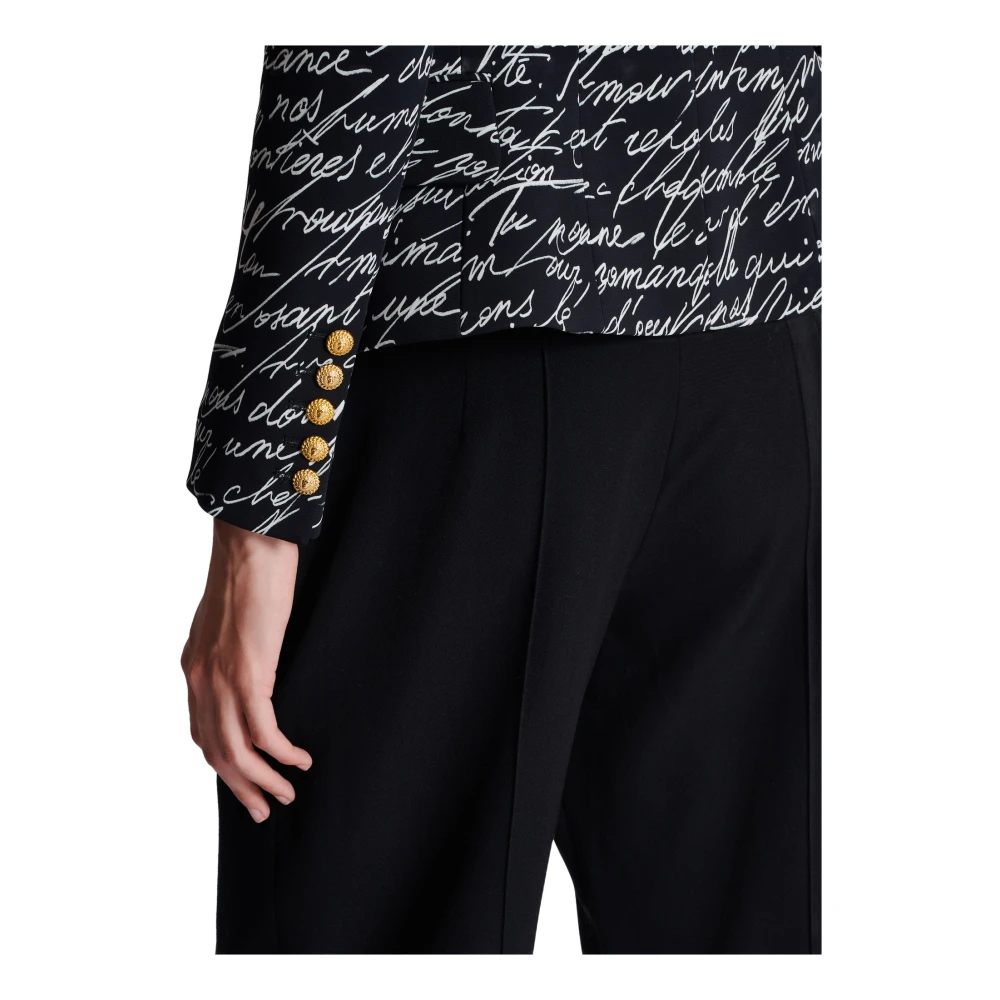 Balmain Jasje met 6 knopen en 'Love Letter'-print Black Dames
