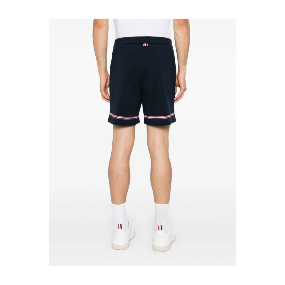 Thom Browne Blauwe Jersey Shorts met RWB Streep Blue Heren