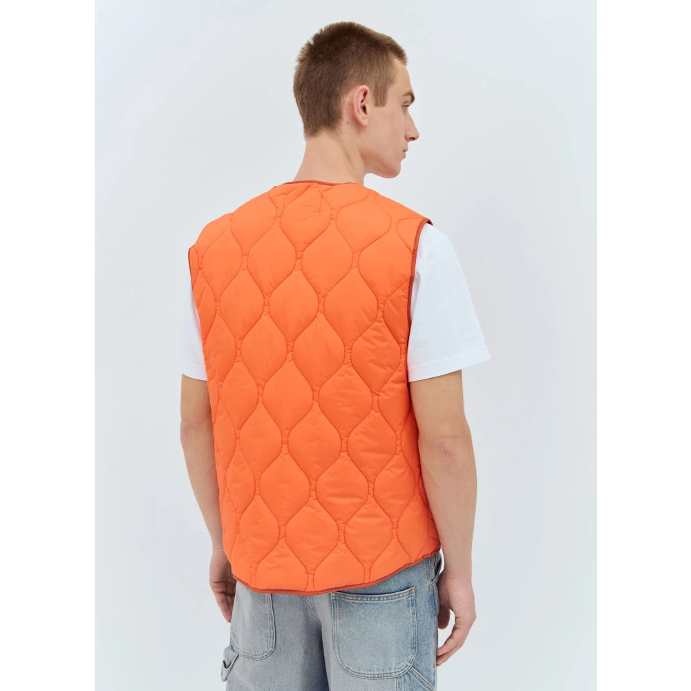 Awake NY Gewatteerde V-halsvest met Logo Patch Orange Heren