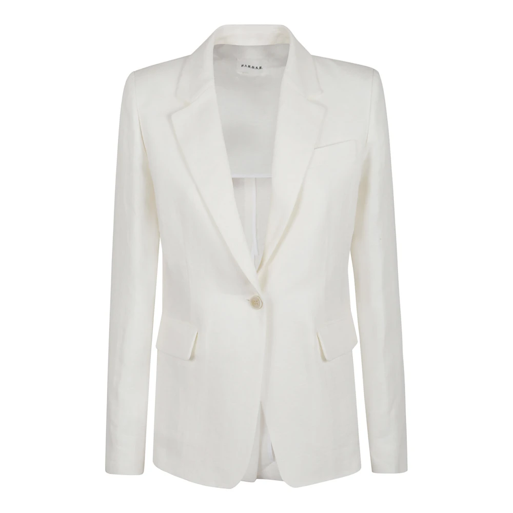 P.a.r.o.s.h. Neutrale Linnen Jas Ss25 Stijlvol Ontwerp Beige Dames