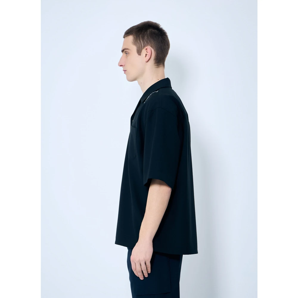 Marni Geborduurde Camp Kraag Bowling Shirt Black Heren