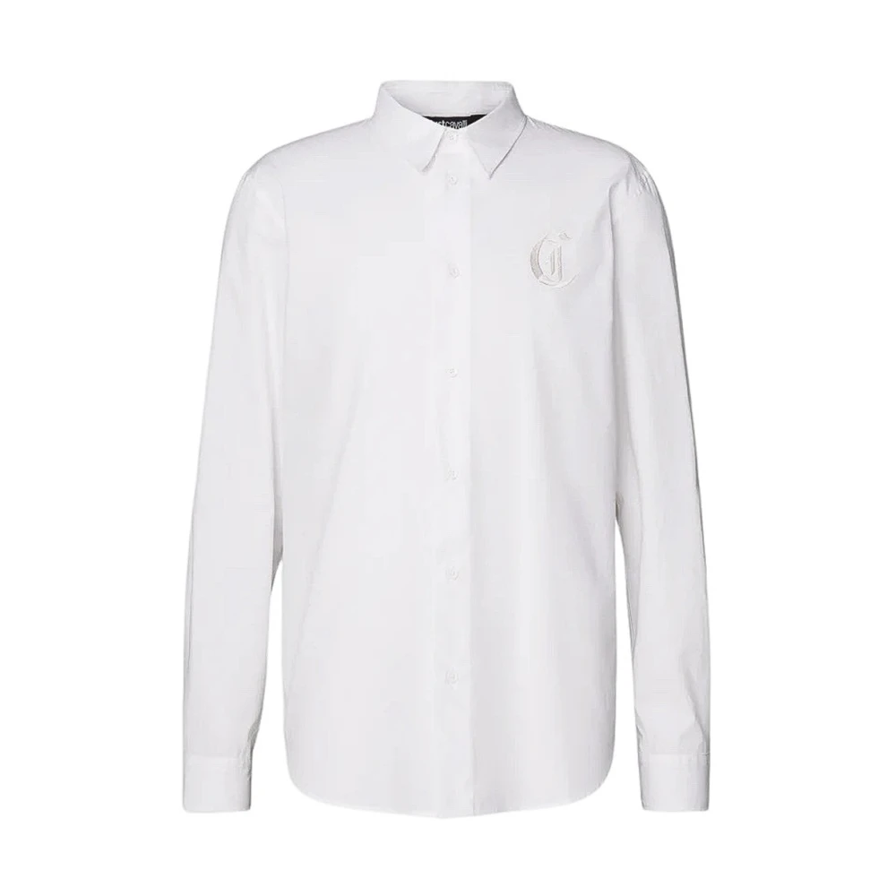 Just Cavalli Elegante Witte Shirt Gotisch Borduurwerk White Heren