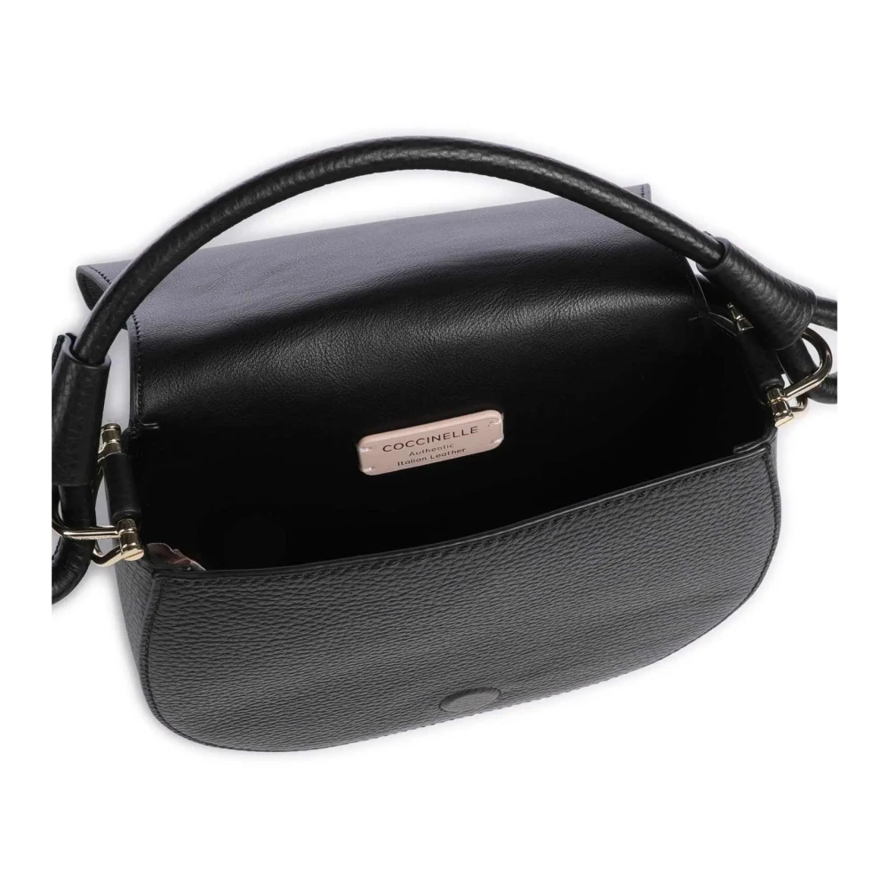 Coccinelle Zwarte Crossbody Tas met Gouden Accenten Black Dames