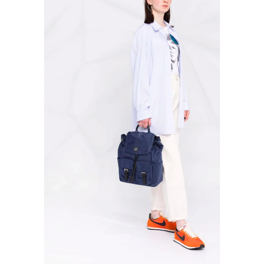 TORY BURCH Blauwe Handtas met Voorlogo Blue Dames
