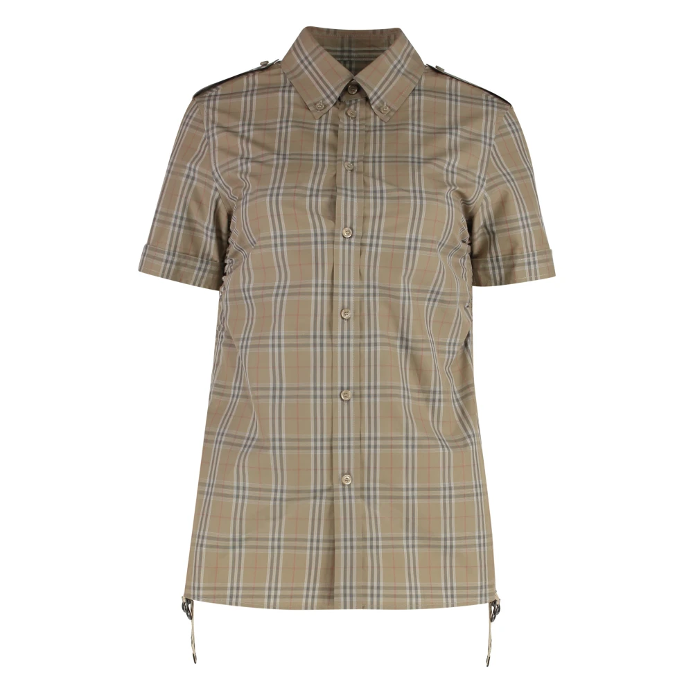 Burberry Women's Beige Check Cotton Shirt - Shirts - 2XS - Blouses & Shirts