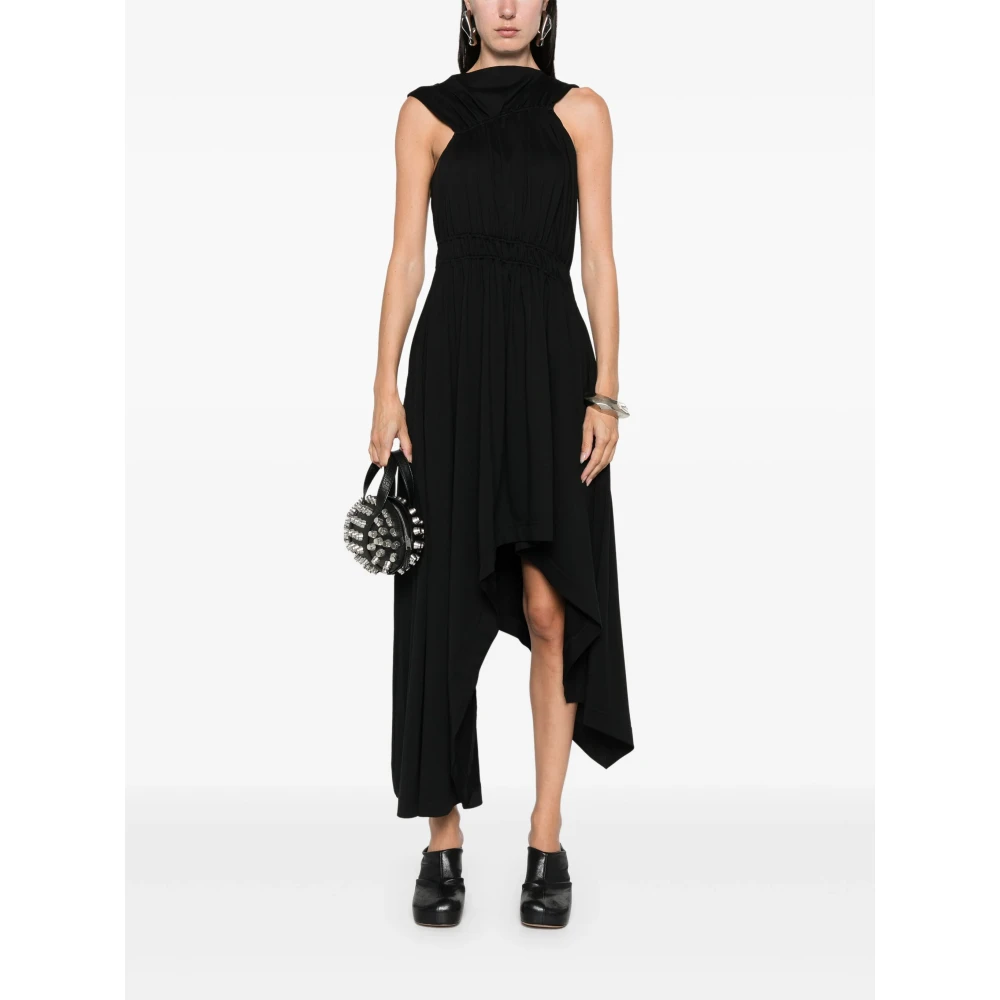 alexander mcqueen Zwarte Asymmetrische Halslijn Jurk Italië Black Dames