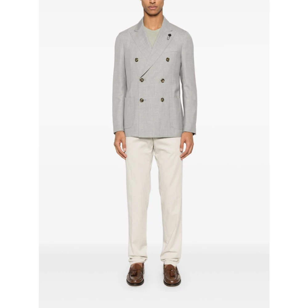 Lardini Grijze Wol Zijde Linnen Jas Gray Heren