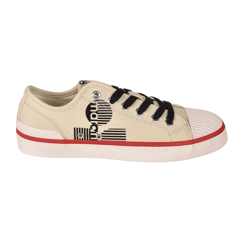 Isabel Marant Canvas Sneakers med Kontrast Logo Print Beige, Dam