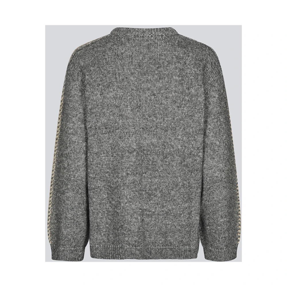 Modström Donkergrijze trui met beige stiksels Gray Dames