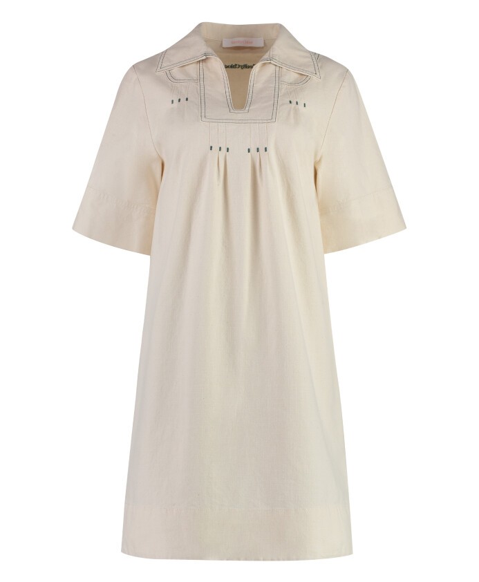 mini-robe-en-coton-avec-col-en-v-et-coutures-contrastees
