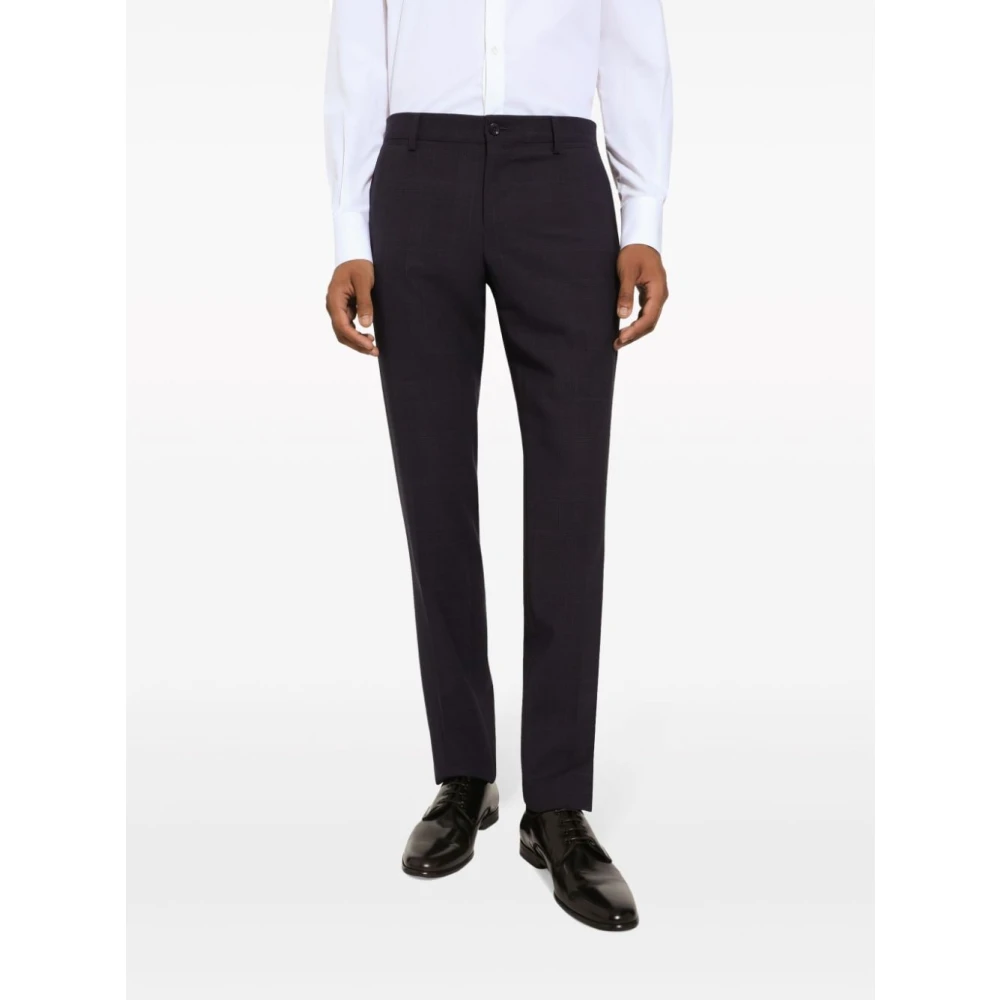 Dolce & Gabbana Blauw Prince of Wales Check Suit Blue Heren