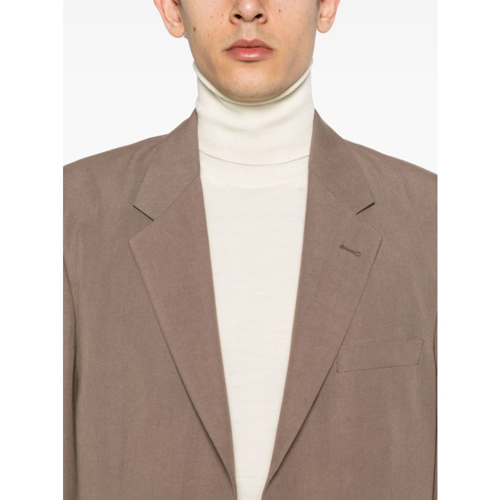 Jil Sander Grijze Wollen Trui Hoge Hals Beige Heren
