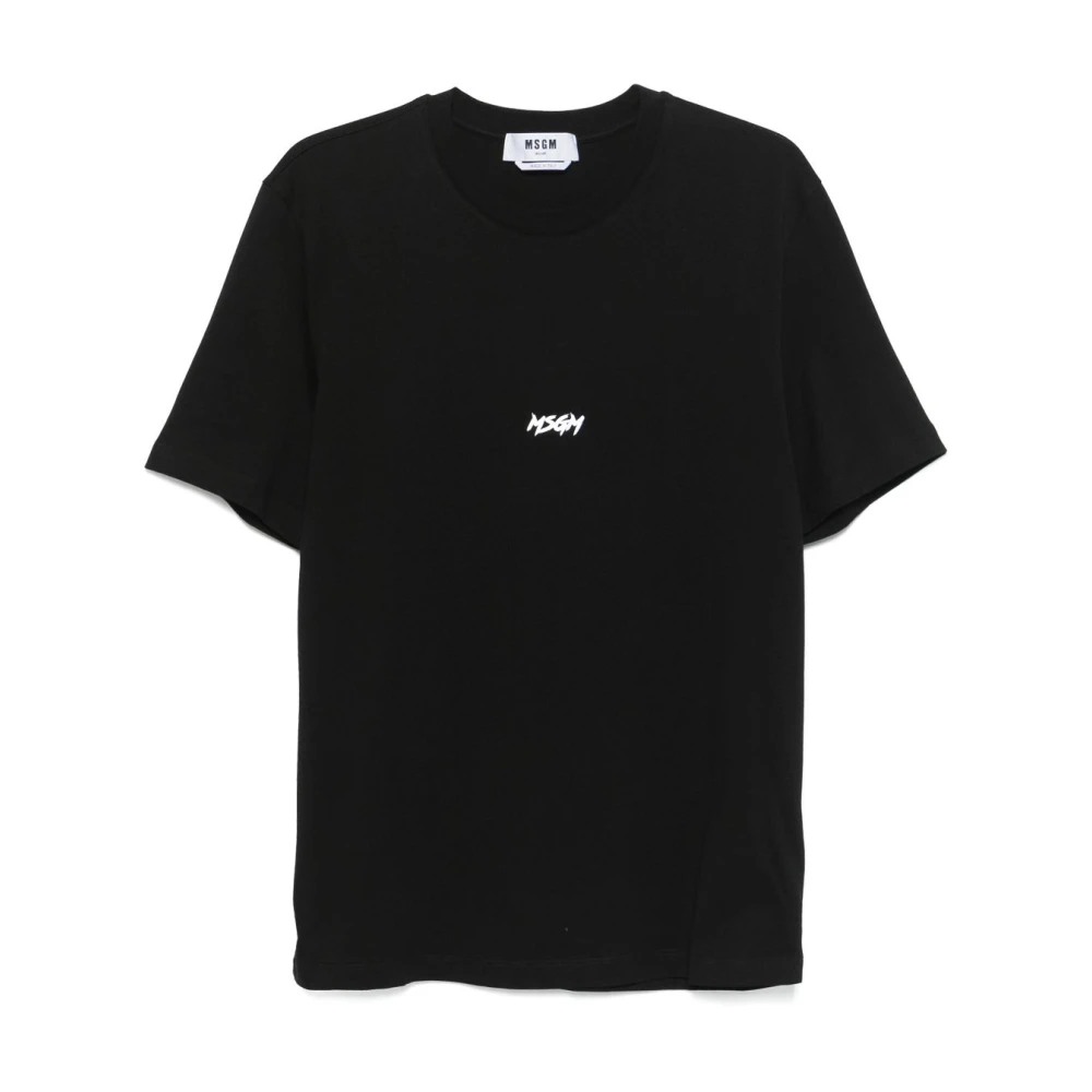 Msgm Zwarte Katoenen T-shirt met Logo Black Heren