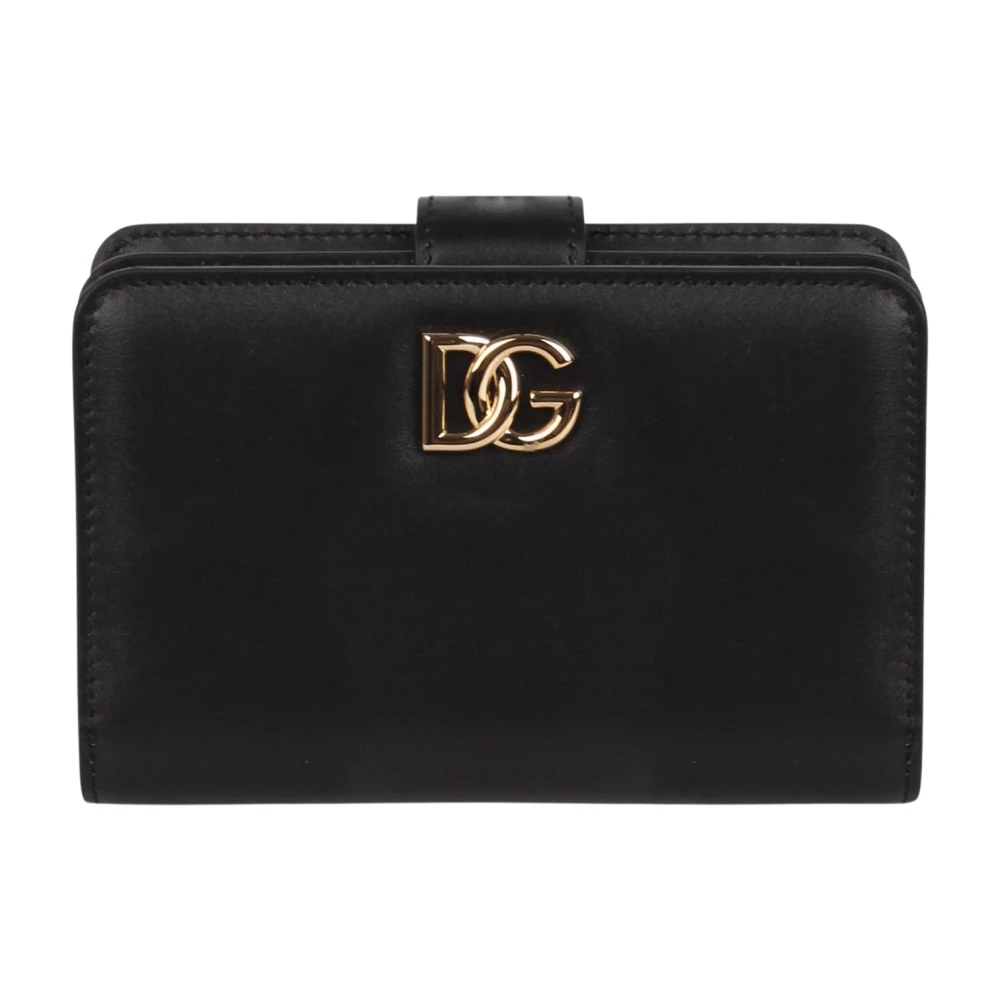 Dolce & Gabbana Gladleren portemonnee met gouden rits Black Dames