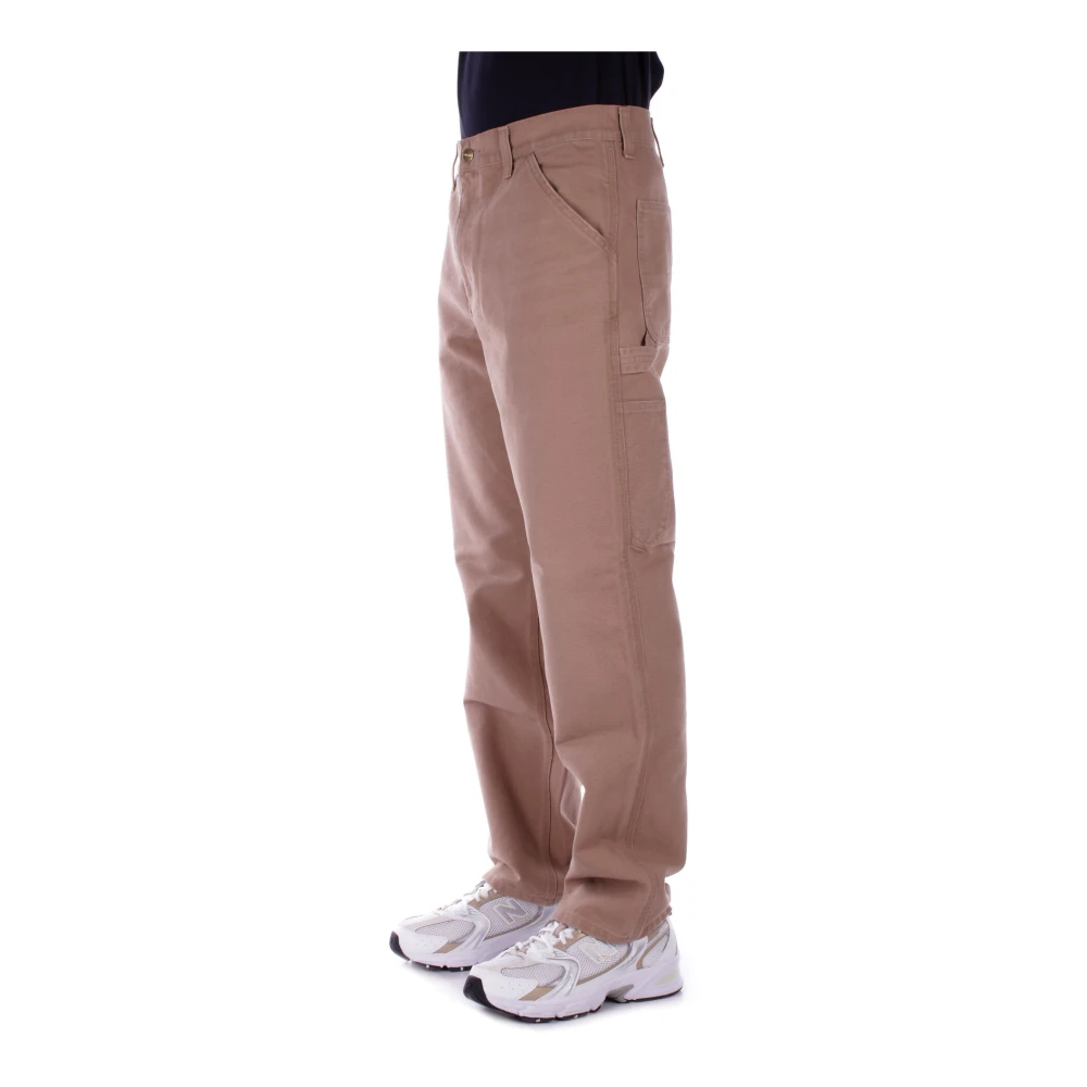 Carhartt WIP Logo Broek Rits Knoop Zakken Katoen Brown Heren