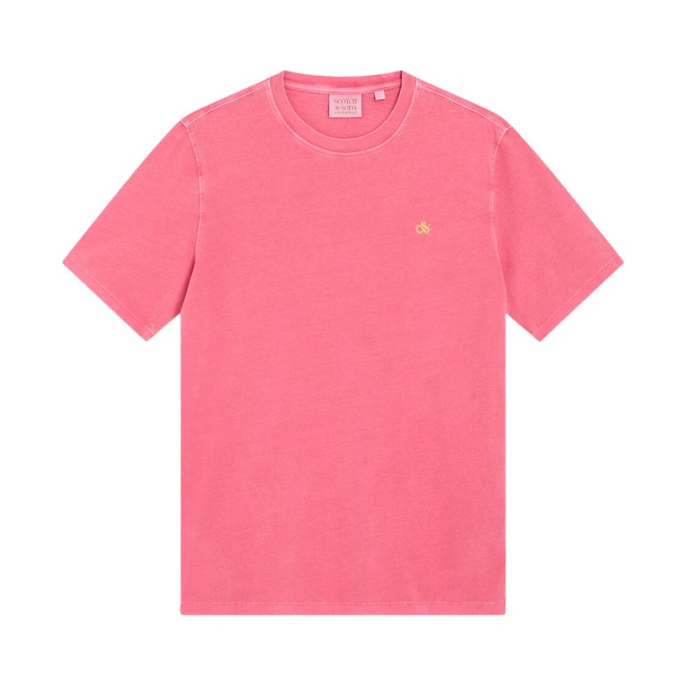 Scotch & Soda Logo Crew T-shirt Pink Heren