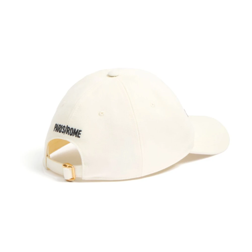 Valentino Garavani Ivoor Wit Canvas Bowl Crown Hoed Beige Dames