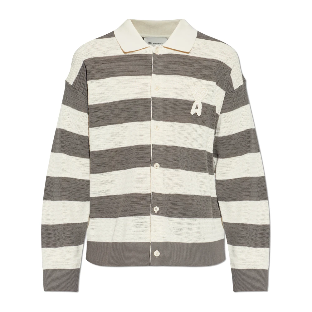 Ami Paris Men's Gray Cardigans, M, De Coeur Cardigan