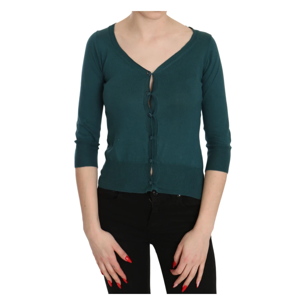 Pink Memories Blauw Groene Katoenen Vest Top Blue Dames