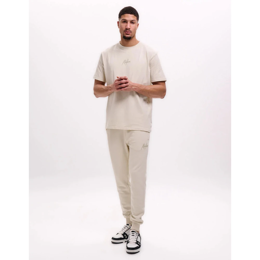 Malelions Gestreept Signature T-shirt in Beige Herenlions Beige Heren
