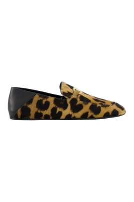 Loafers med Leopardtryck och Gulddekoration