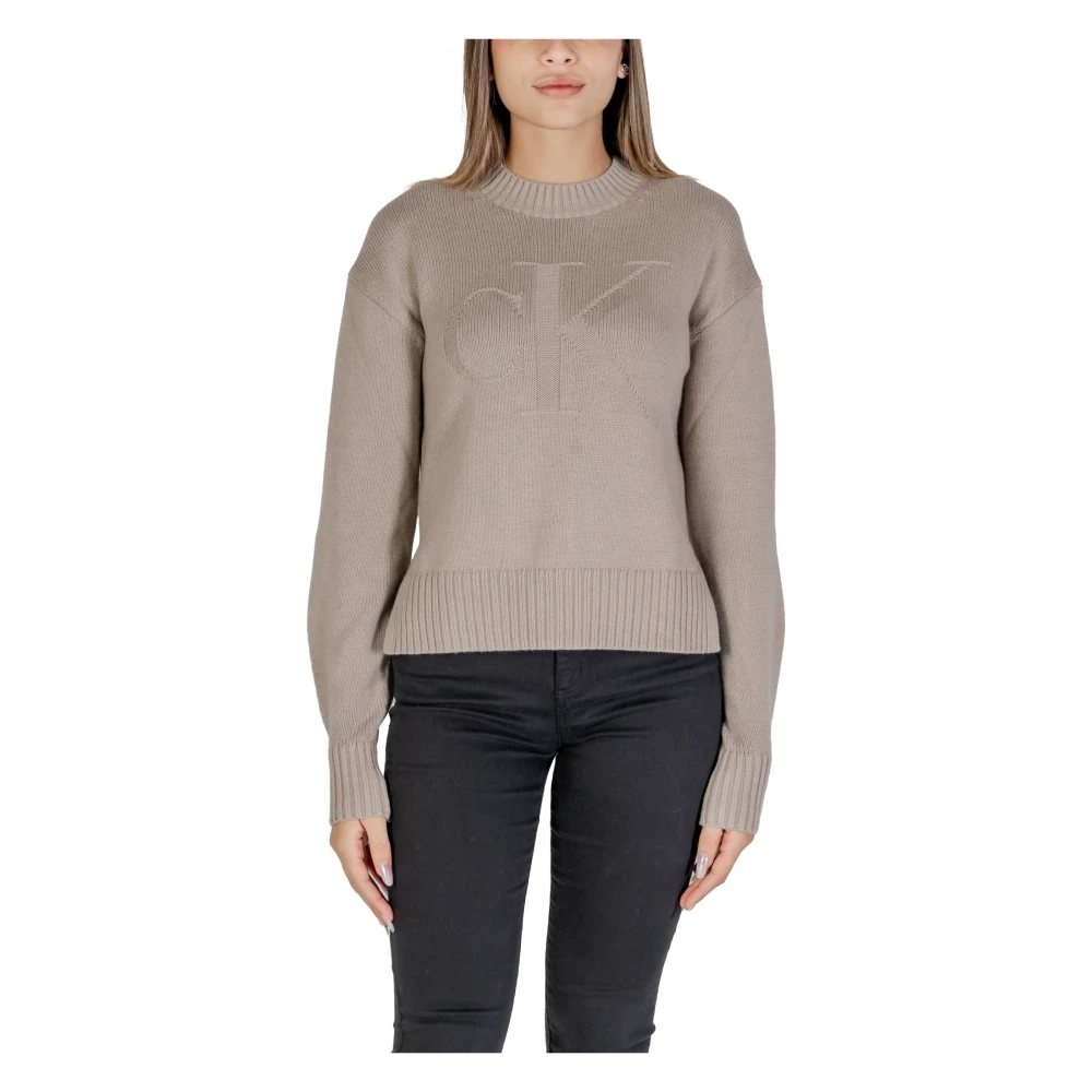 Calvin Klein Jeans Beige Gebreide Kleding Herfst Winter Collectie Pullover Beige Dames