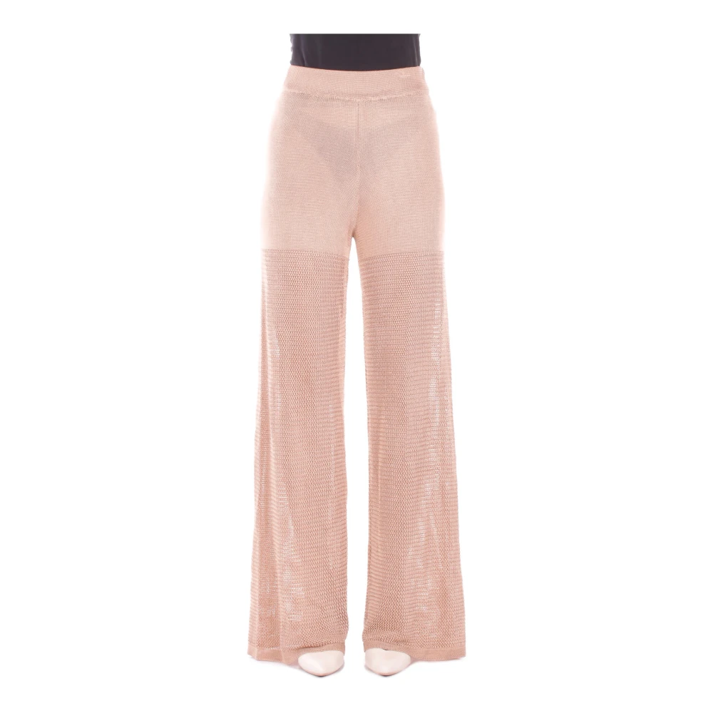 Blugirl Vrouw Beige Broeken Dames, M, Wide Viscose Knit Broeken