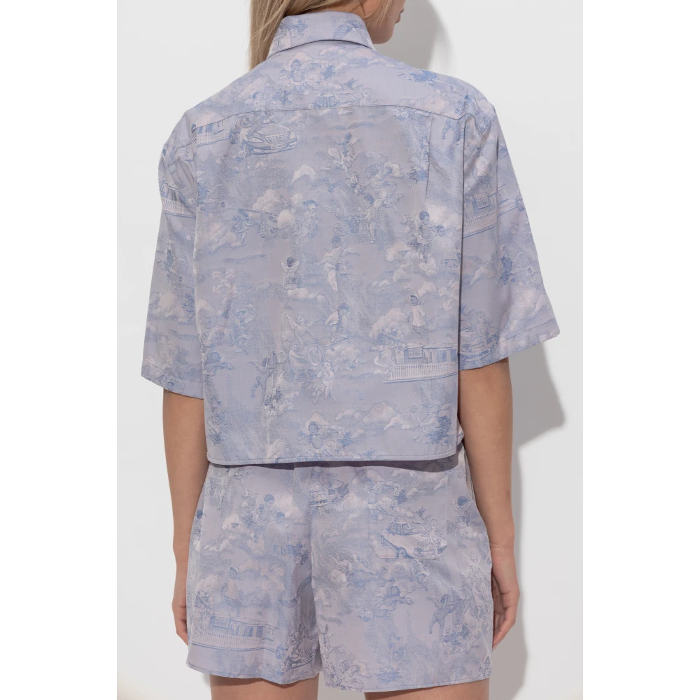 Off White Shirt met zak Purple Dames