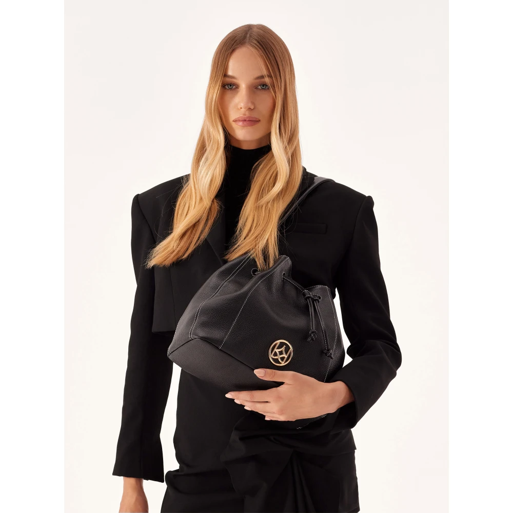 Kazar Zwarte tas handtas met wit stiksel Black Dames
