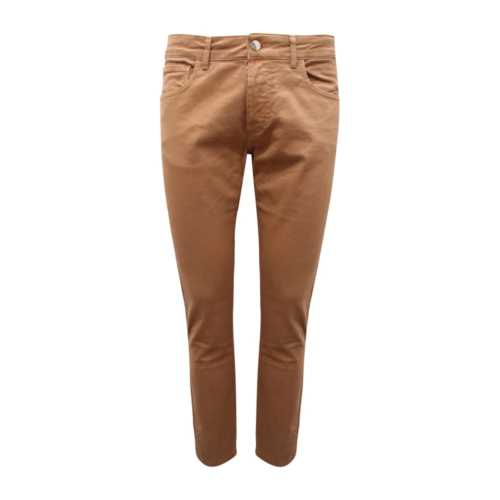 Entre Amis Men's Brown Denim Trousers Made In Italy