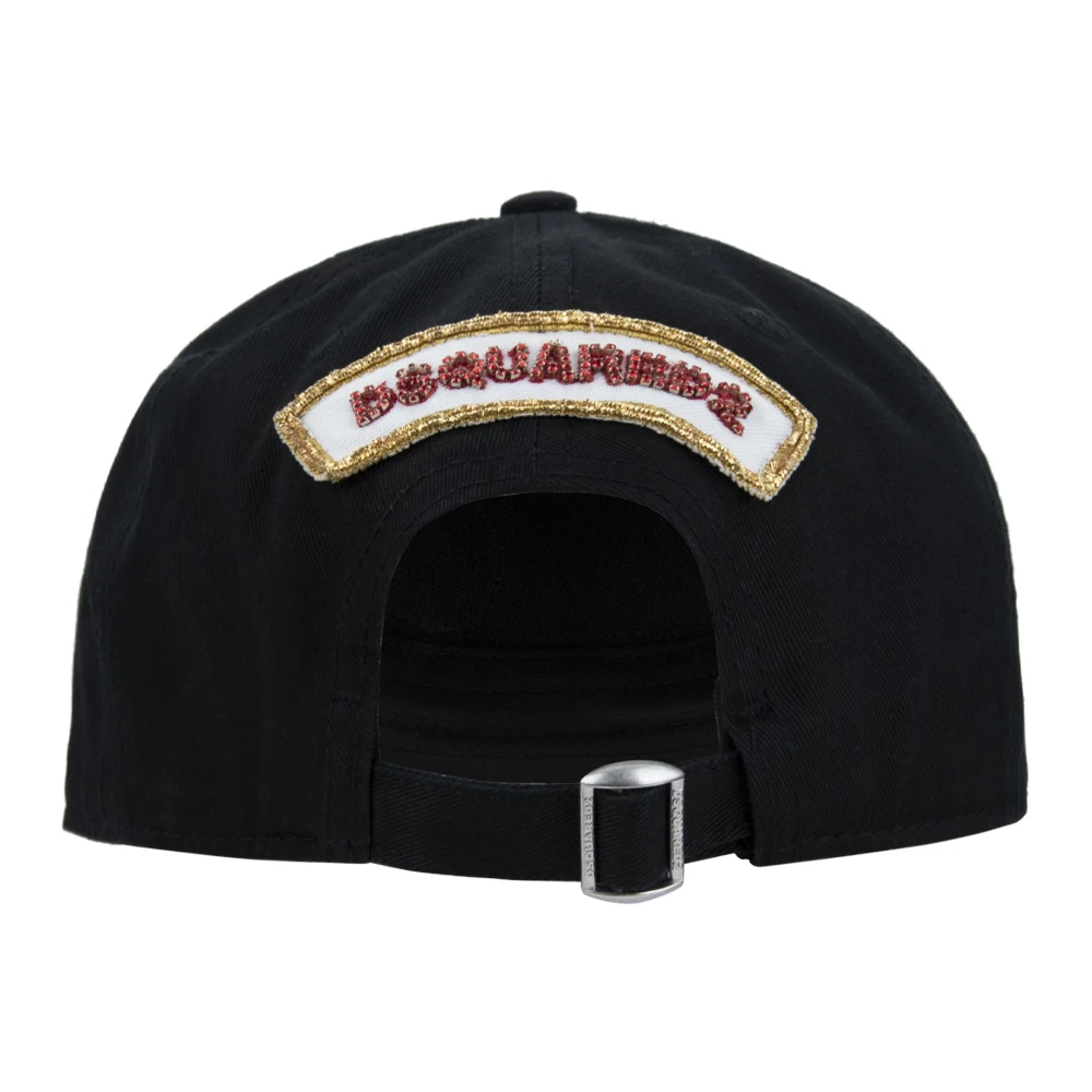 Dsquared2 Vintage Baseballpet met Patchdetails Black Unisex