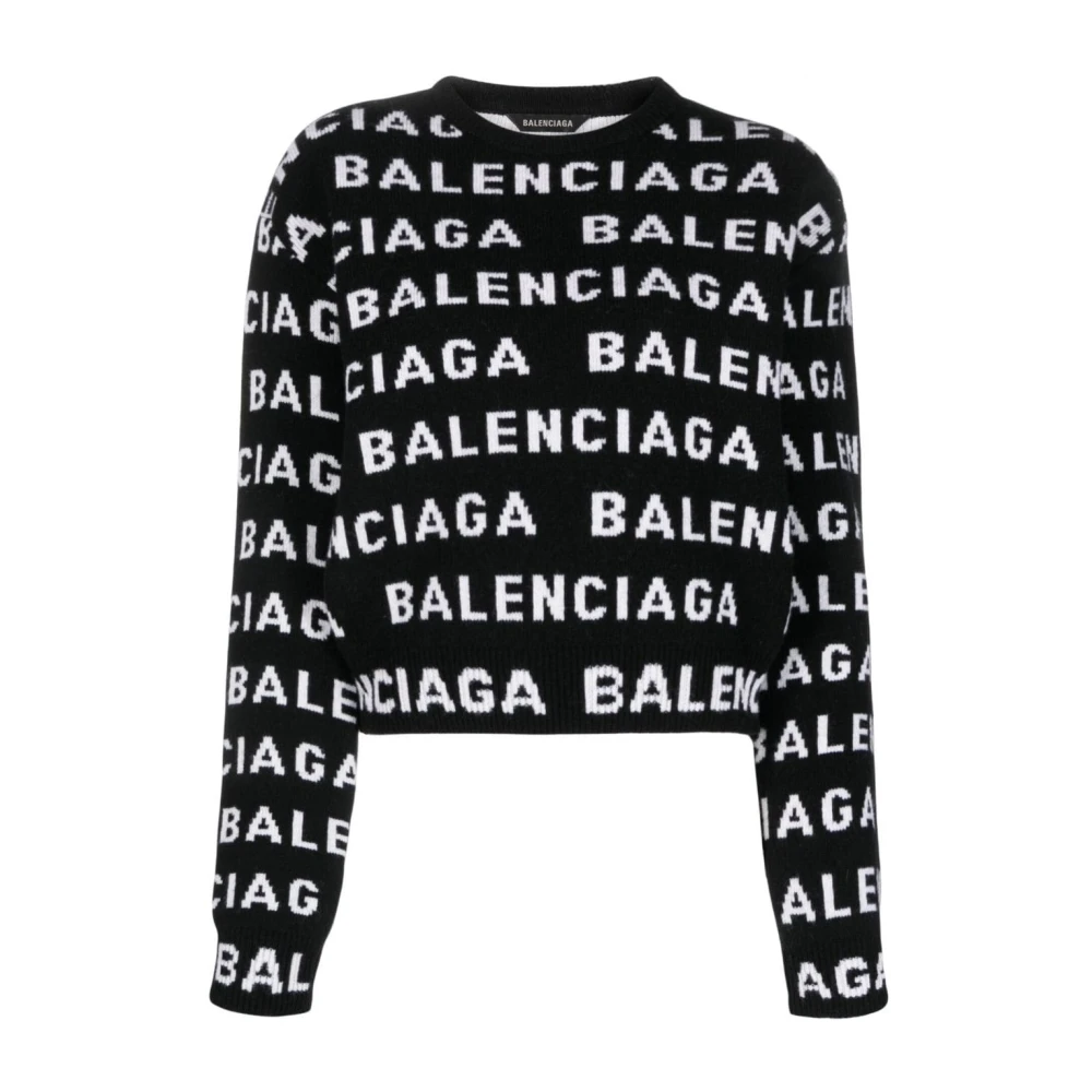 Balenciaga Logo Wollen Trui Black Dames