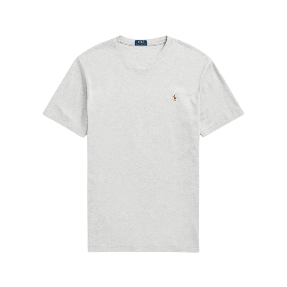 Ralph Lauren Men's Gray Soft Cotton Crewneck T-Shirt With Signature Pony Embroidery