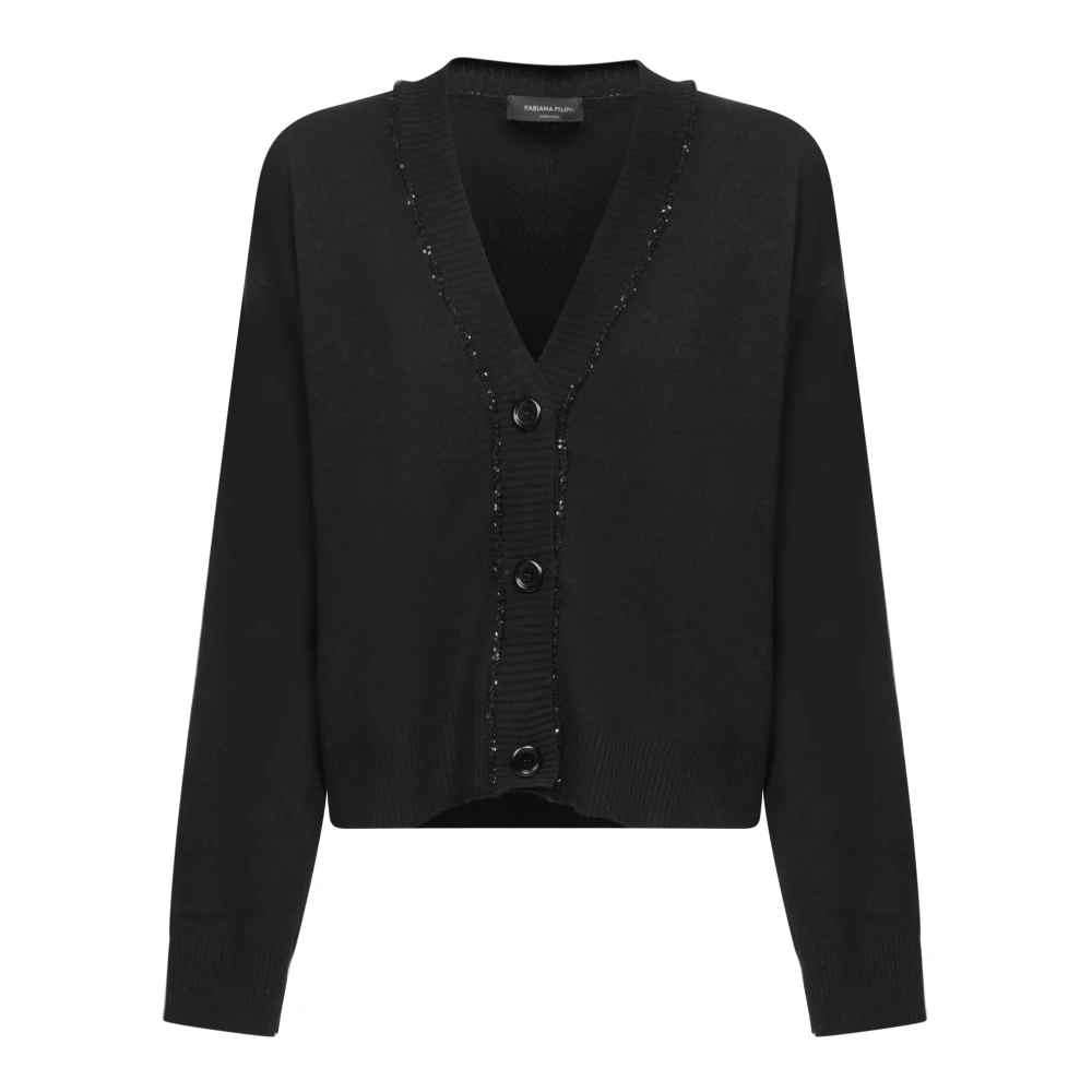 Fabiana Filippi Zwarte Cardigan Sweater Aw24 Black Dames