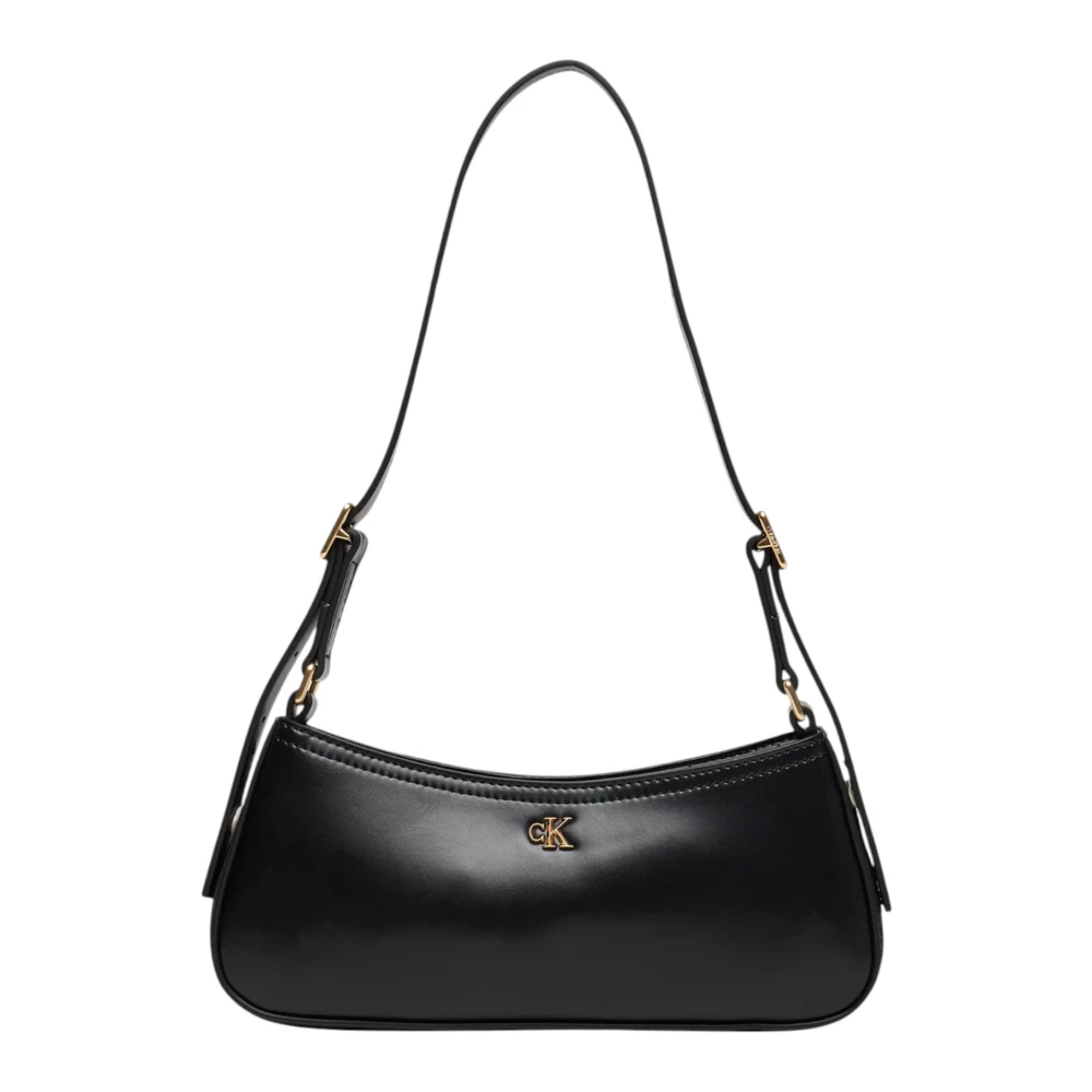 Calvin Klein Women's Black Monogram Logo Hardware Shoulder Bag