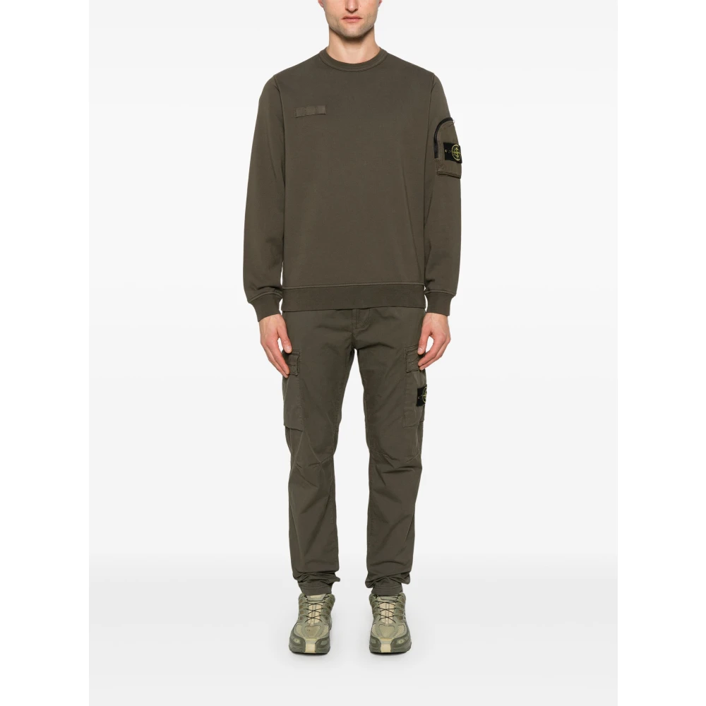 Stone Island Groene Crewneck Katoenen Sweatshirt met Ritszak Green Heren
