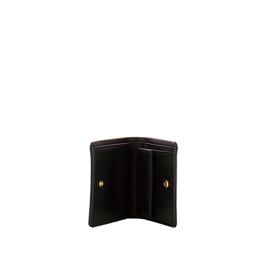 Moschino Zwarte leren portemonnee met gouden logo Black Dames